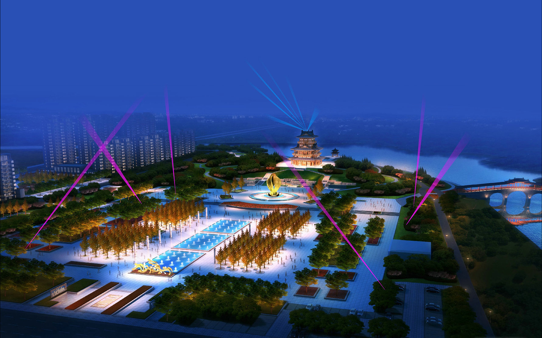 鱼台孝贤广场灯光秀