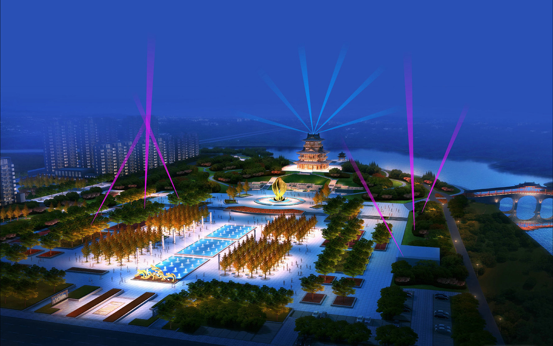 鱼台孝贤广场灯光秀